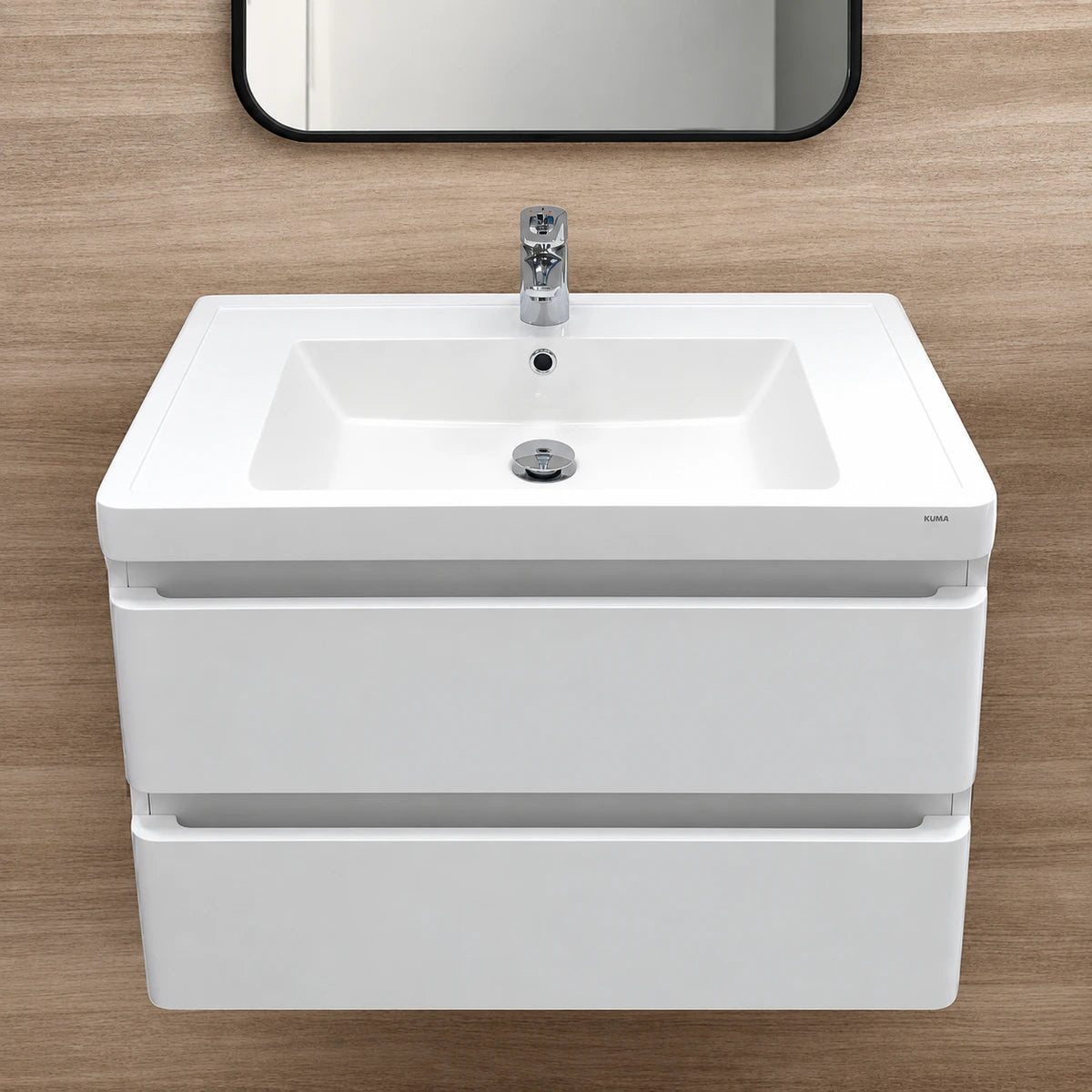 KUMA Hanna 80 alb lucios - detaliu set mobilier baie