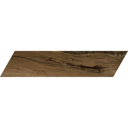 Gresie exterior / interior portelanata maro 11x54 cm, Marazzi Treverksoul Brown Chevron