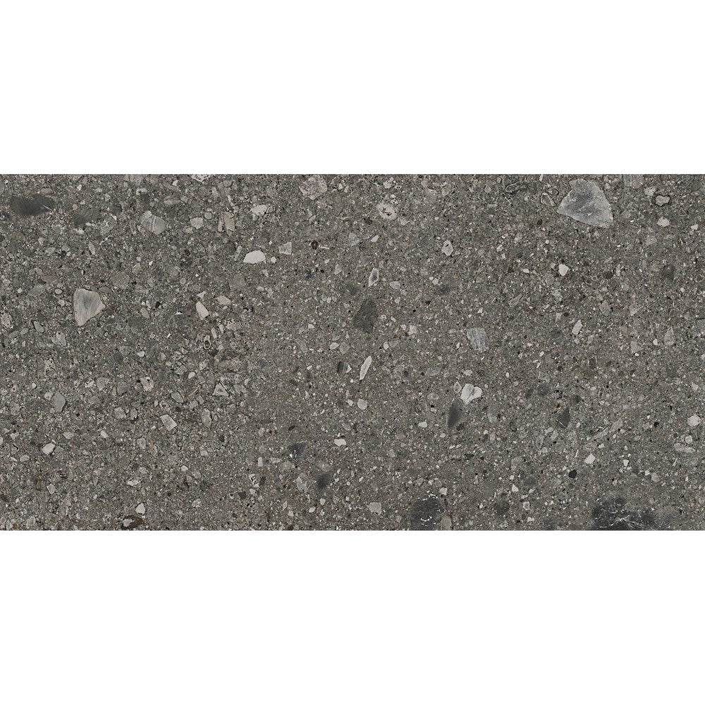 Gresie exterior portelanata rectificata antracit 30x60 cm, Marazzi Mystone Ceppo di Gre Antracite Strutturato