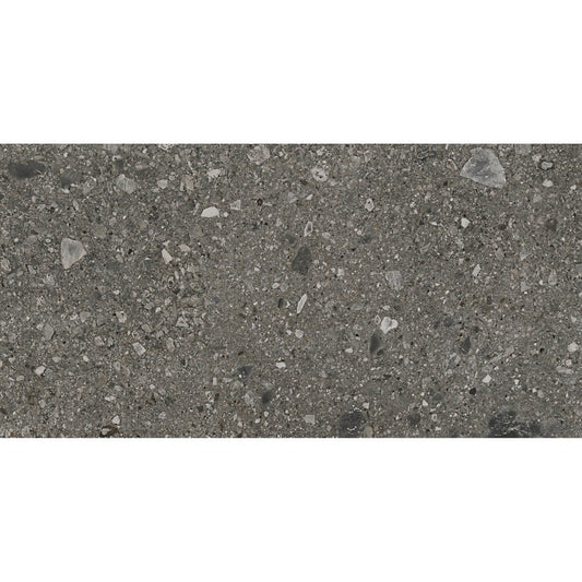 Gresie exterior portelanata rectificata antracit 30x60 cm, Marazzi Mystone Ceppo di Gre Antracite Strutturato