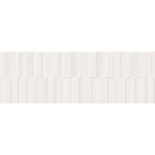 Faianta baie / bucatarie rectificata alba 30x90 cm, Marazzi Pure White Satinat Struttura Code 3D