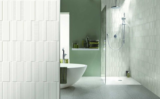 Faianta baie / bucatarie rectificata alba 30x90 cm, Marazzi Pure White Satinat Struttura Code 3D
