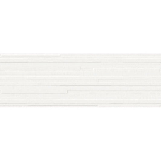 Faianta baie / bucatarie rectificata alba 30x90 cm, Marazzi Pure White Satinat Struttura Block 3D