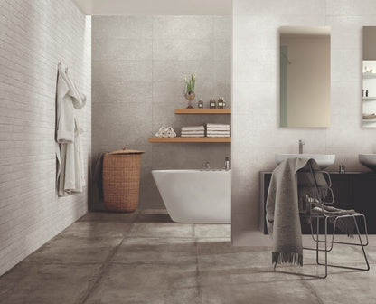 Faianta baie / bucatarie rectificata alba 30x90 cm, Marazzi Work White Struttura Mold 3D