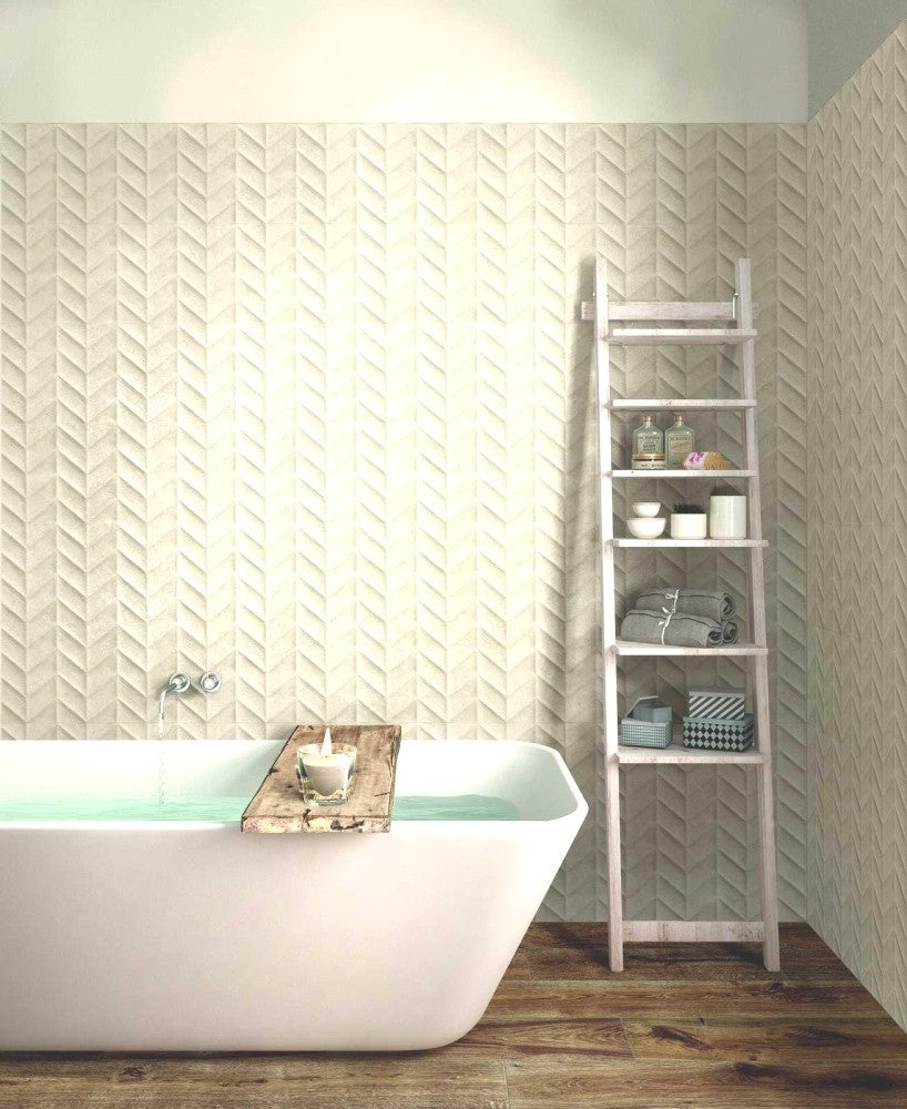 Faianta baie / bucatarie rectificata alba 30x90 cm, Marazzi Work White Struttura Spike 3D
