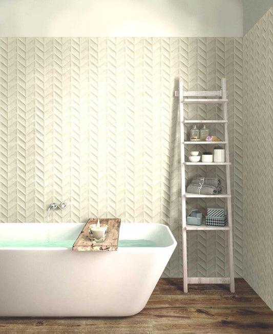 Faianta baie / bucatarie rectificata alba 30x90 cm, Marazzi Work White Struttura Spike 3D