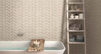Faianta baie / bucatarie rectificata bej 30x90 cm, Marazzi Work Beige Struttura Spike 3D