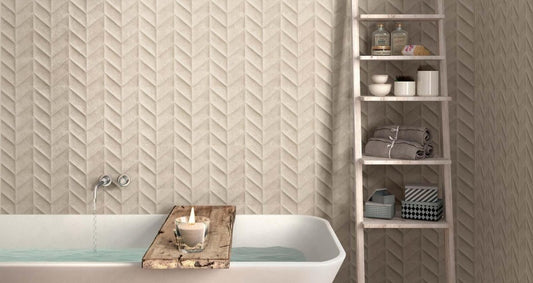 Faianta baie / bucatarie rectificata bej 30x90 cm, Marazzi Work Beige Struttura Spike 3D