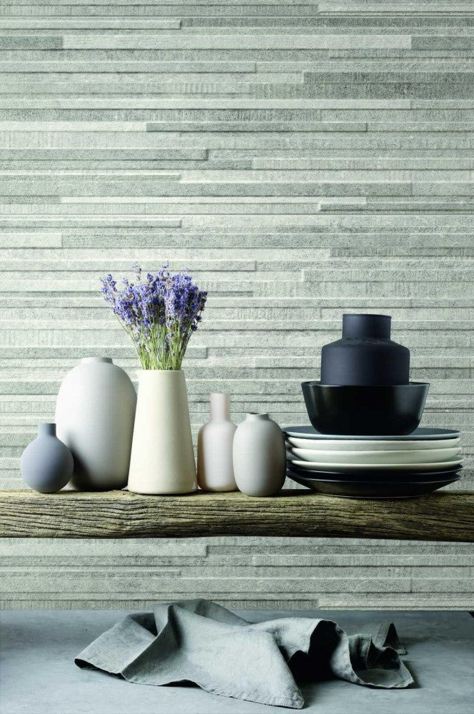 Faianta baie / bucatarie rectificata gri 30x90 cm, Marazzi Dover Grey Struttura Block
