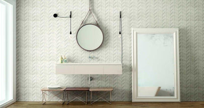 Faianta baie / bucatarie rectificata alba 30x90 cm, Marazzi Dover White Struttura Spike