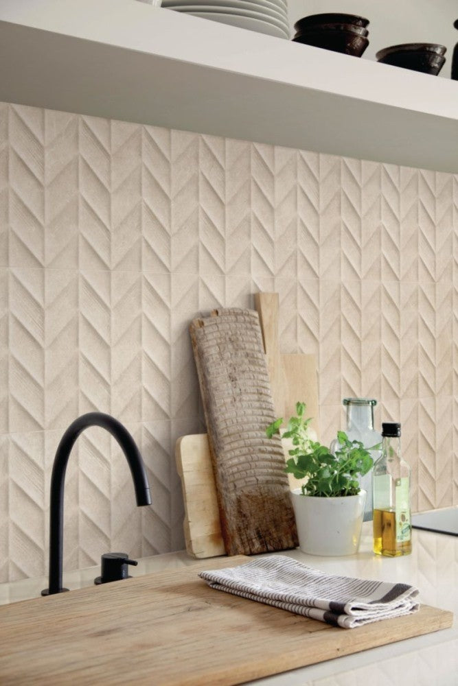 Faianta baie / bucatarie rectificata bej 30x90 cm, Marazzi Dover Beige Struttura Spike