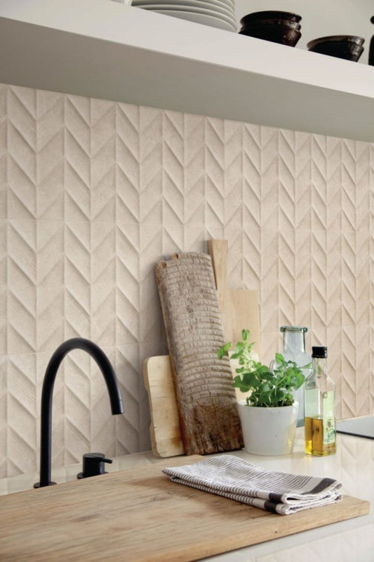Faianta baie / bucatarie rectificata bej 30x90 cm, Marazzi Dover Beige Struttura Spike