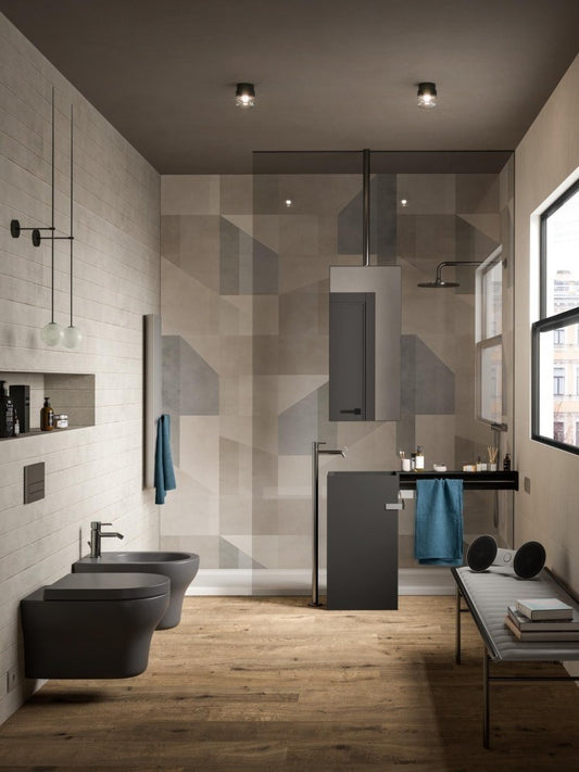 Faianta baie / bucatarie rectificata gri 60x180 cm, Marazzi Alchimia Grey Struttura Wabi 3D
