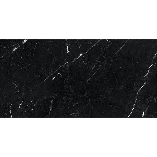 Gresie exterior / interior portelanata rectificata neagra 75x150 cm, Marazzi Allmarble Elegant Black Lux