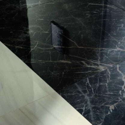 Gresie exterior / interior portelanata rectificata neagra 75x150 cm, Marazzi Allmarble Elegant Black Lux