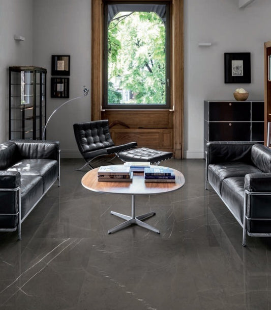 Gresie exterior / interior portelanata rectificata gri 75x150 cm, Marazzi Allmarble Imperiale Lux
