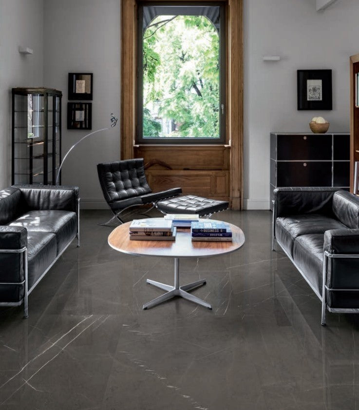 Gresie exterior / interior portelanata rectificata gri 75x150 cm, Marazzi Allmarble Imperiale Lux