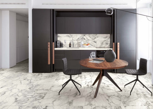 Gresie exterior / interior portelanata rectificata alba 60x120 cm, Marazzi Allmarble Calacatta Extra
