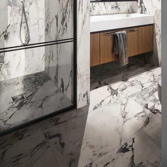 Gresie exterior / interior portelanata rectificata alba 60x120 cm, Marazzi Allmarble Capraia