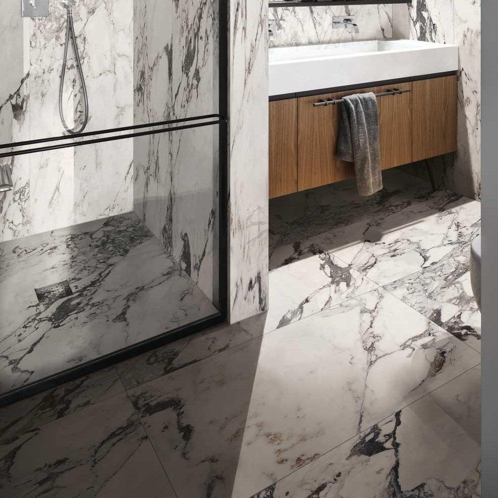 Gresie exterior / interior portelanata rectificata alba 60x120 cm, Marazzi Allmarble Capraia