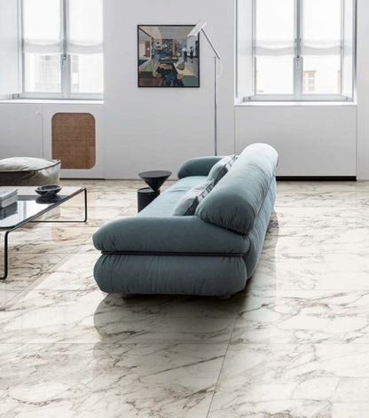 Gresie exterior / interior portelanata rectificata alba 60x120 cm, Marazzi Allmarble Calacatta Extra Lux