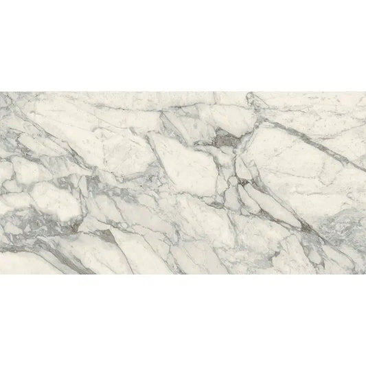 Gresie exterior / interior portelanata rectificata alba 75x150 cm, Marazzi Allmarble Calacatta Extra