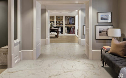 Gresie exterior / interior portelanata rectificata alba 75x150 cm, Marazzi Allmarble Golden White