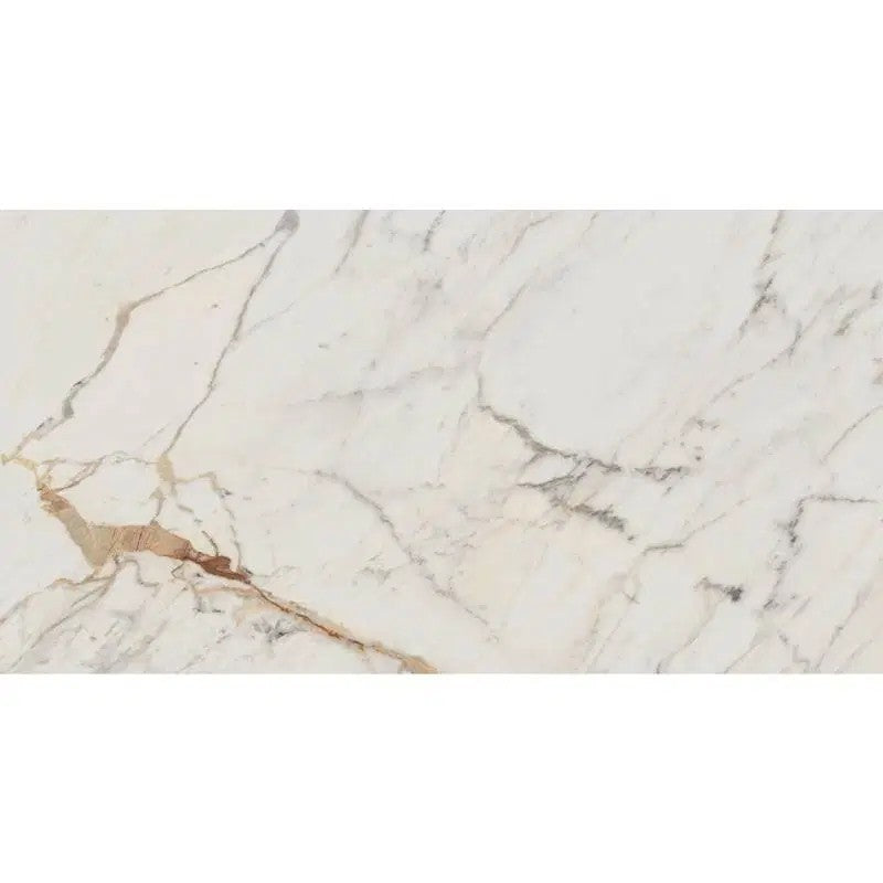 Gresie exterior / interior portelanata rectificata alba 75x150 cm, Marazzi Allmarble Golden White Lux