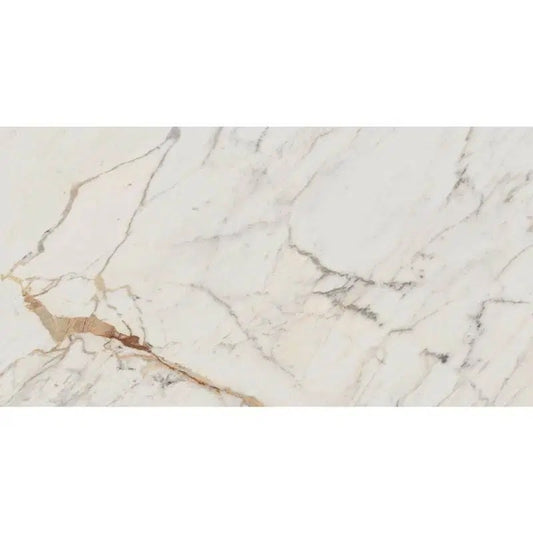Gresie exterior / interior portelanata rectificata alba 75x150 cm, Marazzi Allmarble Golden White Lux