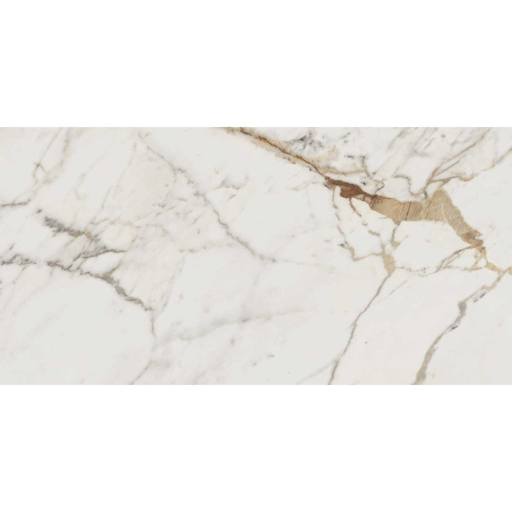 Gresie exterior / interior portelanata rectificata alba 60x120 cm, Marazzi Allmarble Golden White