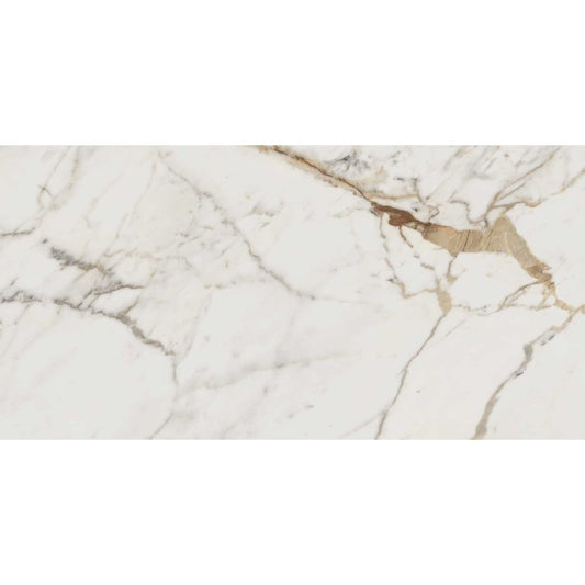 Gresie exterior / interior portelanata rectificata alba 60x120 cm, Marazzi Allmarble Golden White