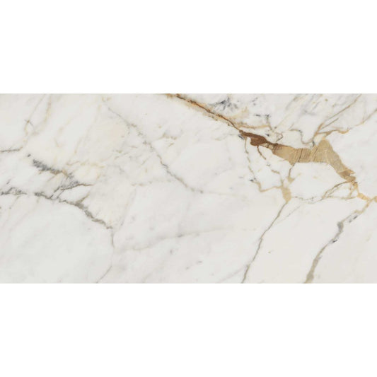 Gresie exterior / interior portelanata rectificata alba 60x120 cm, Marazzi Allmarble Golden White Lux