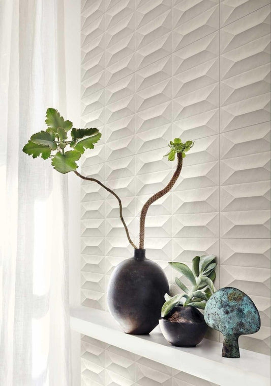 Faianta baie / bucatarie rectificata bej 30x90 cm, Marazzi Colorplay Struttura 3D Cabochon Cream