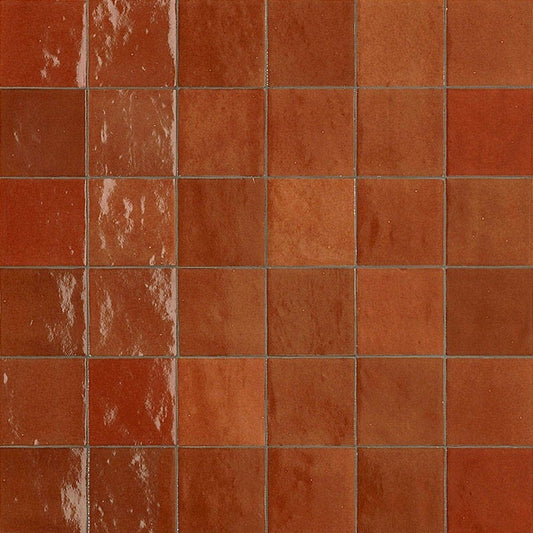 Faianta baie / bucatarie rosie 10x10 cm, Marazzi Zellige Lux Corallo