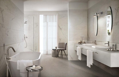 Faianta baie / bucatarie rectificata alba 60x180 cm, Marazzi Magnifica Statuario Strutturato Mikado 3D