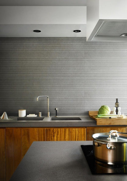 Faianta baie / bucatarie rectificata gri 60x180 cm, Marazzi Magnifica Moon Strutturato Mikado 3D
