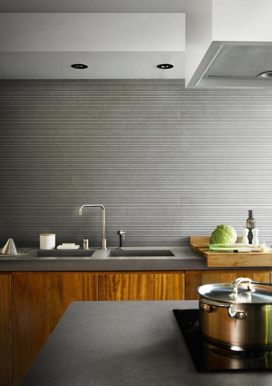 Faianta baie / bucatarie rectificata gri 60x180 cm, Marazzi Magnifica Moon Strutturato Mikado 3D