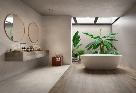 Faianta baie / bucatarie rectificata bej 60x180 cm, Marazzi Magnifica Limestone Sand Strutturato Mikado 3D