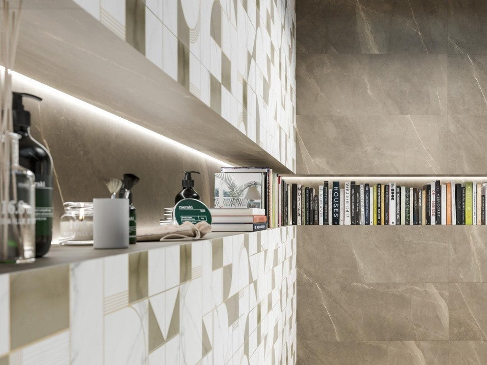 Faianta baie / bucatarie rectificata maro 40x120 cm, Marazzi Allmarble Wall Pulpis Lux