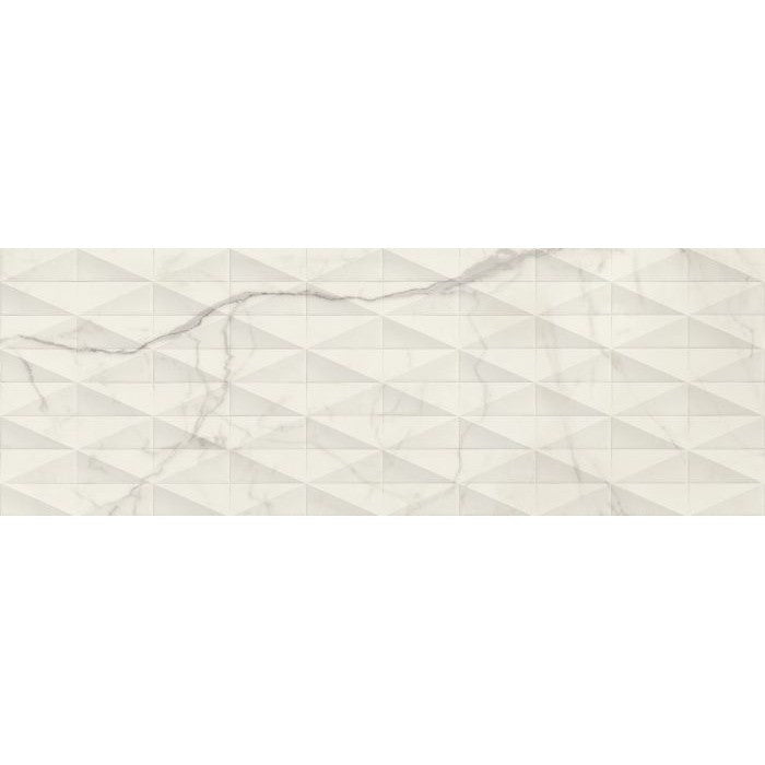 Faianta baie / bucatarie rectificata alba 40x120 cm, Marazzi Allmarble Wall Statuario Satin Struttura Pave 3D