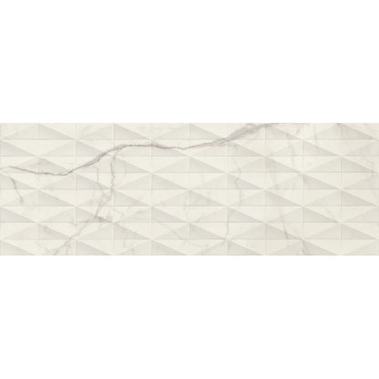 Faianta baie / bucatarie rectificata alba 40x120 cm, Marazzi Allmarble Wall Statuario Satin Struttura Pave 3D