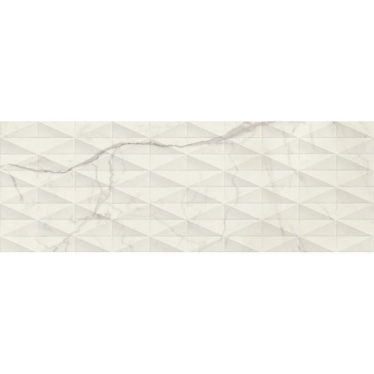 Faianta baie / bucatarie rectificata alba 40x120 cm, Marazzi Allmarble Wall Statuario Satin Struttura Pave 3D