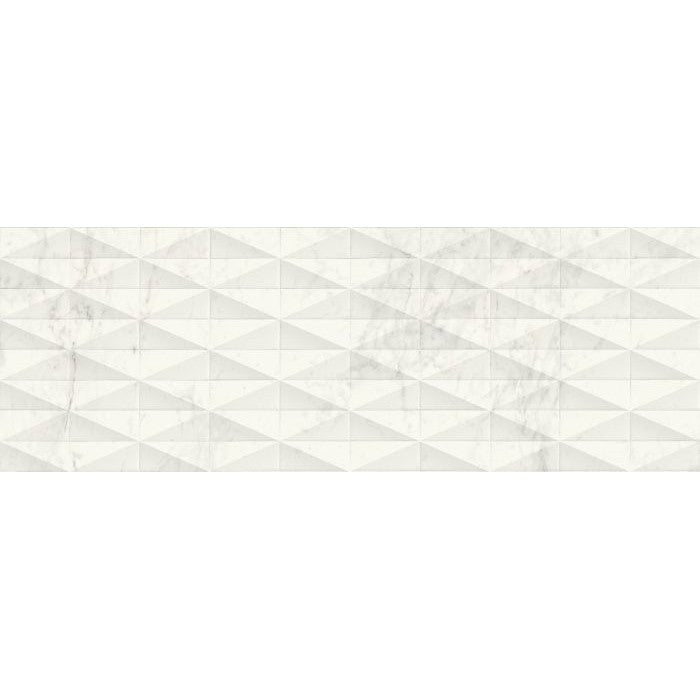 Faianta baie / bucatarie rectificata alba 40x120 cm, Marazzi Allmarble Wall Altissimo Satin Struttura Pave 3D