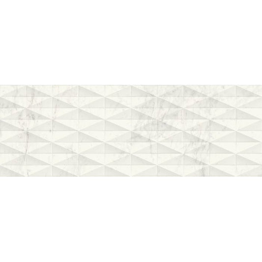 Faianta baie / bucatarie rectificata alba 40x120 cm, Marazzi Allmarble Wall Altissimo Satin Struttura Pave 3D