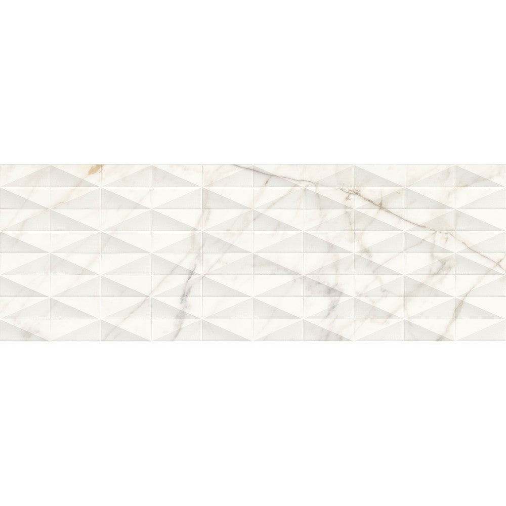 Faianta baie / bucatarie rectificata alba 40x120 cm, Marazzi Allmarble Wall Golden White Satin Struttura Pave 3D