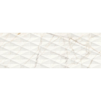 Faianta baie / bucatarie rectificata alba 40x120 cm, Marazzi Allmarble Wall Golden White Satin Struttura Pave 3D