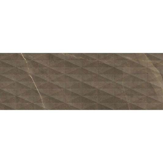 Faianta baie / bucatarie rectificata maro 40x120 cm, Marazzi Allmarble Wall Pulpis Satin Struttura Pave 3D