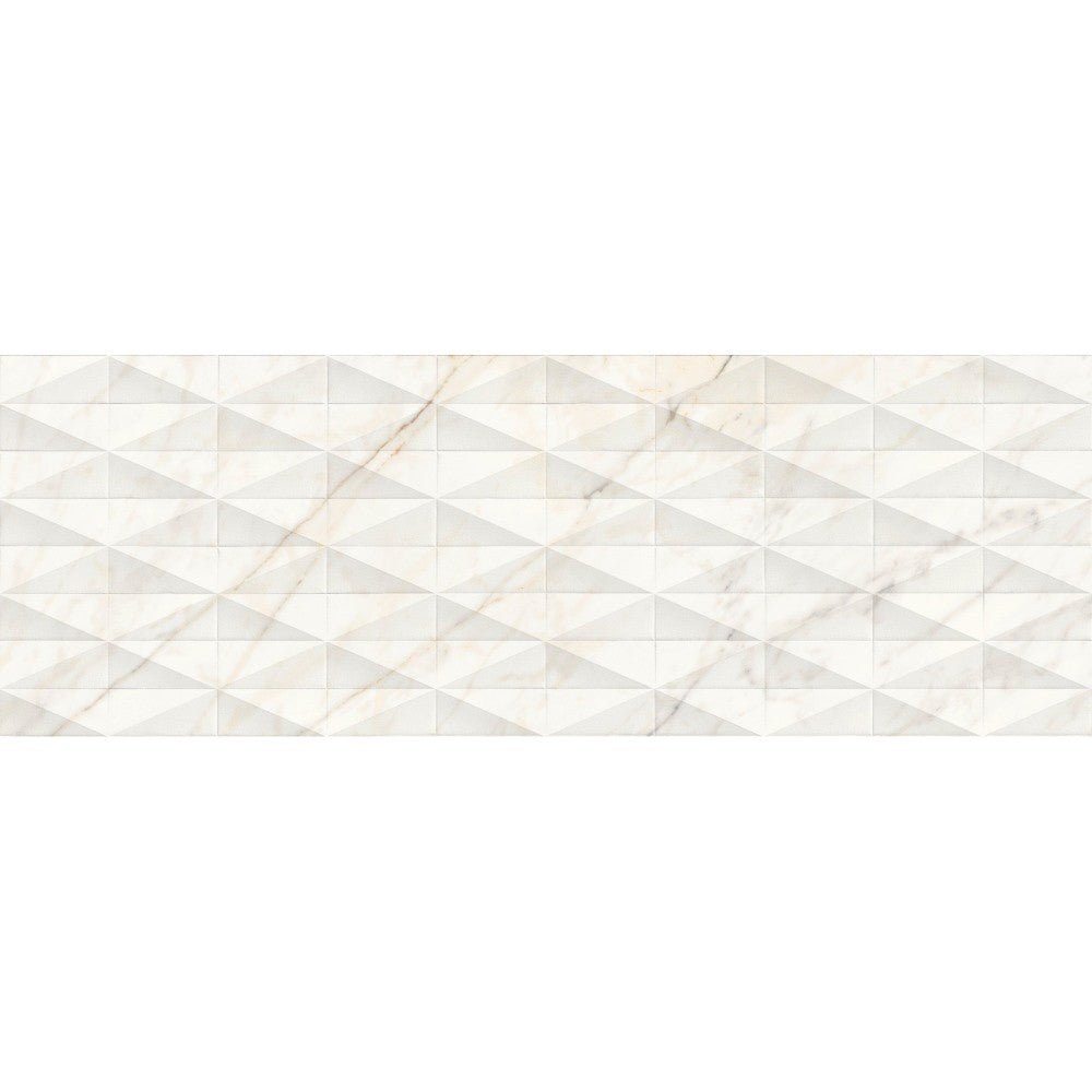 Faianta baie / bucatarie rectificata alba 40x120 cm, Marazzi Allmarble Wall Golden White Lux Struttura Pave 3D