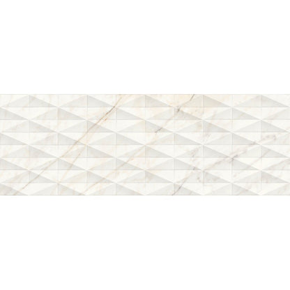 Faianta baie / bucatarie rectificata alba 40x120 cm, Marazzi Allmarble Wall Golden White Lux Struttura Pave 3D