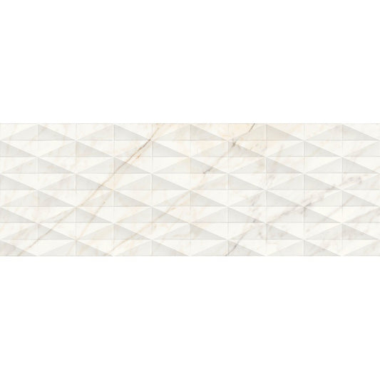 Faianta baie / bucatarie rectificata alba 40x120 cm, Marazzi Allmarble Wall Golden White Lux Struttura Pave 3D